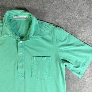 CRICQUET Mens Short Sleeve Polo Shirt Medium Green Pima Cotton Pocket Golf NWOT